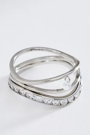 Anthropologie Stacked Wavy Rings, Set of 2