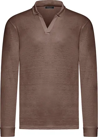 Nome Long-sleeved linen polo shirt without buttons