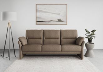 Domo Collection 3-Sitzer »Pina, schmale Armlehnen, mit Federkern, kompakt & elegant« Hoher Sitzkomfort, Feinstruktur, stone, Breite 219 cm