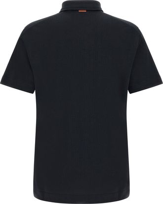 Ermenegildo Zegna Piquet Cotton Polo - Black