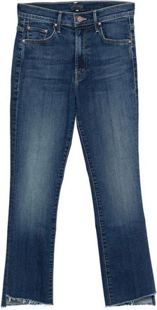 Mother The Insider Crop Step Fray Blue Jeans