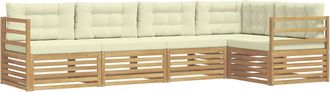 vidaXL Conjunto De Sof&aacute;s De Exterior 5 Uds. Blanco Y Crema Poli&eacute;ster Vidaxl