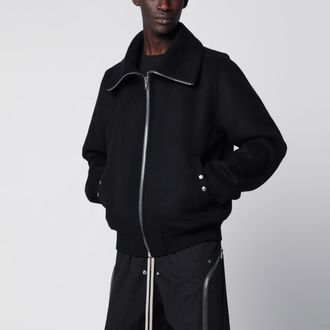 Rick Owens Cappotto bomber Dracuflight a collo alto in lana nero