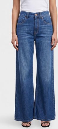Brunello Cucinelli Jeans flared in denim con monile