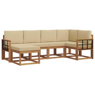vidaXL Conjunto De Sof&aacute;s De Exterior Con Coj&iacute;n 6 Pcs Natural Y Beige Vidaxl
