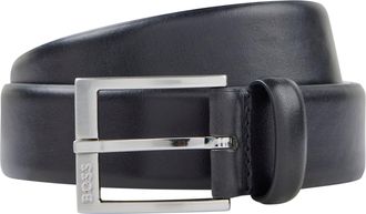 HUGO BOSS Lederg&uuml;rtel BOSS, Herren, Gr. 105, schwarz, Leder, unifarben, G&uuml;rtel Lederg&uuml;rtel, mit eckiger Schliesse und eingraviertem Logo