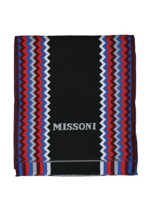 Missoni Black Blue Wool Scarf