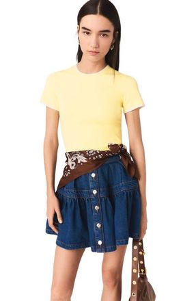 Maje Round back cut-out sweater in Pale Yellow at Nordstrom, Size X-Small