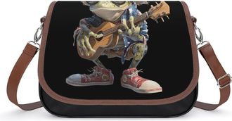 Generic Puerto Flag Frog Guitar Crossbody Bags for Women Shoulder Messenger Bag Purse Handbags