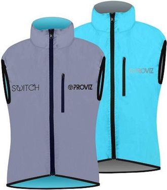 Proviz Womens Switch Waterproof Cycling Gilet Hi Visibility Reflective Cycling Vest, Blue, UK16 / US12