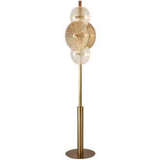 Searchlight Searchlight - Lampada da terra Wagon Wheel 6Lt - Metallo bronzo, vetro trasparente e ambra