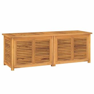 Berkfield Home Garden Storage Box with Bag 150x50x53 cm Solid Wood Teak in Brown | Size: 150 x 50 x 53 cm