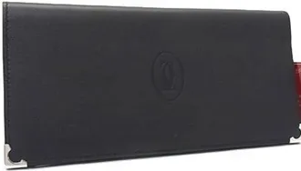 Cartier Cabochon Black Leather Long Wallet (Bi-Fold) (Pre-Owned)