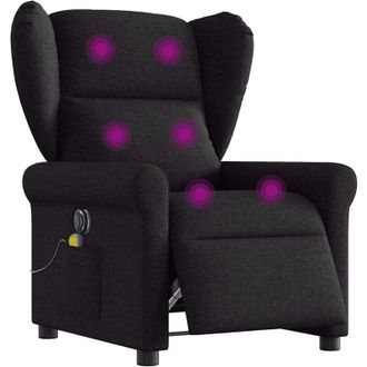 vidaXL Sill&oacute;n Reclinable De Masaje El&eacute;ctrico Tela Negro Vidaxl