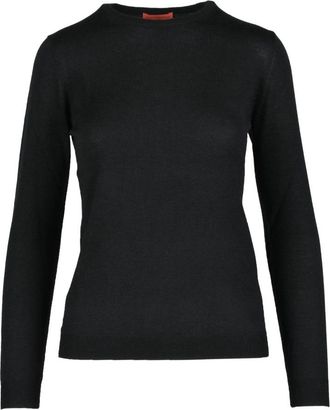 Ballantyne Wollen Gebreide Trui - Dames - Ronde hals truien - Zwart - M - Wol - Truien & Vesten