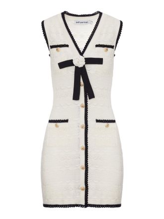 Self Portrait WHITE MINI DRESS IN QUILTED KNIT - Self-portrait - Woman