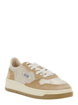 Autry Womens Sneakers With Leather Details, Beige Trainers