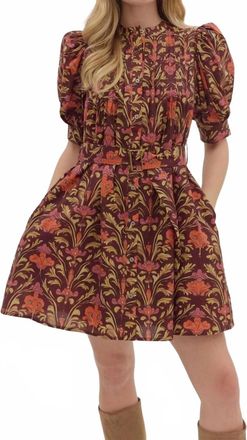 Entro Fall Flirtation Mini Dress In Burgandy Print