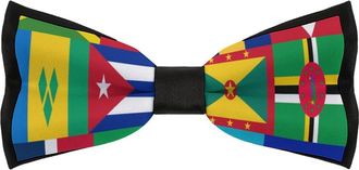 Generic Caribbean And West Indies National Flag Bow Ties for Men Pre Tied Adjustable Clip On Necktie for Wedding Party