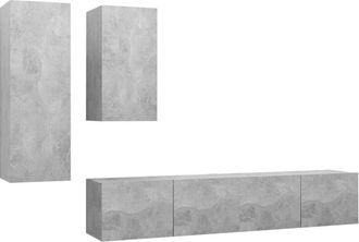 vidaXL 4 Piece tv Cabinet Set Concrete Grey Engineered Wood Vidaxl