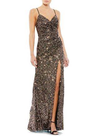 Mac Duggal Sequined Gather Waist Gown in Bronze at Nordstrom, Size 2