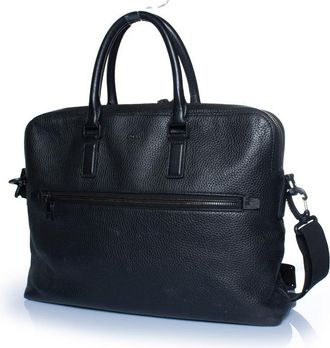 HUGO BOSS grained leather laptop bag in black