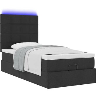 vidaXL Estructura Cama Otomana Colch&oacute;n Tela Negra 90x190 Cm Vidaxl