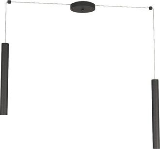 Top-Light Sospensione Moderna Round Tube Metallo Nero 2 Luci Gu10