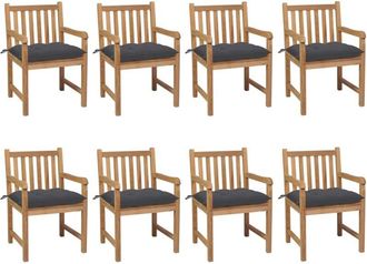 vidaXL Sillas De Jard&iacute;n 8 Uds Madera Maciza De Teca Cojines Antracita Vidaxl