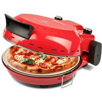 Girmi Forno per Pizza Girmi FP50 da 31 cm con Resistenza Doppia, 1800W, Pareti Fredde, Pietra Refrattaria Staccabile, Timer, Ricettario Incluso, Colore