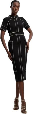 Karen Millen Compact Stretch Pencil Midi Dress in Black at Nordstrom, Size 10