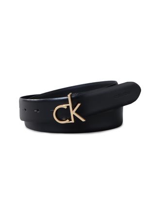 Calvin Klein Lederg&uuml;rtel CALVIN KLEIN CK BUCKLE BELT 30MM, Damen, Gr. 11,5, schwarz (schwarz, ck light gold), Rindsleder, unifarben, G&uuml;rtel Lederg&uuml;rtel