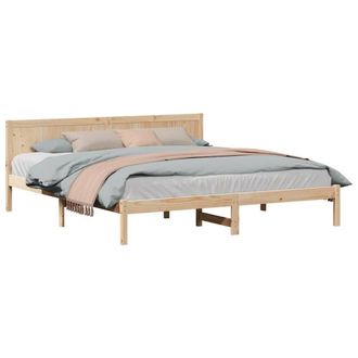 Berkfield Home Pine Wood Bed Frame Natural wood Solid pine wood 200 x 200 cm