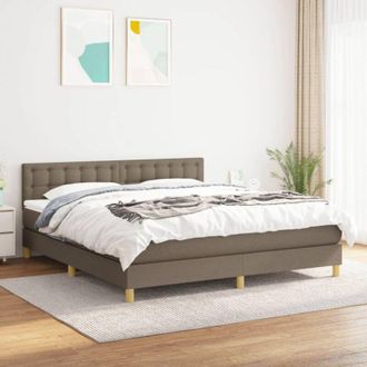 vidaXL Vidaxl - Cama Box Spring Con Colch&oacute;n Tela Gris Taupe 160x200 Cm