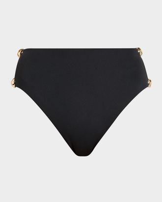 SIMKHAI Tyas Studded High-Waist Bikini Bottoms