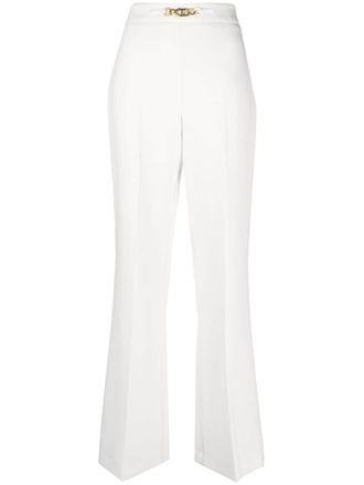 Twin-Set Oval-T chain flared trousers - White