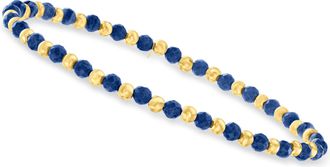 Canaria Canaria Sapphire Bead Stretch Bracelet With 10kt Yellow Gold