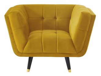 VENTE-UNIQUE.COM Sill&oacute;n cl&aacute;sico terciopelo amarillo