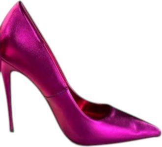 Liliana Womens Kimye Metallic Pointed Stiletto Pumps In Hot Pink