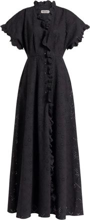 Alberta Ferretti ruffled eyelet dress - Black