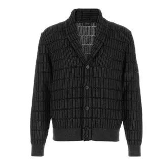 Brioni Cardigans, male, Black, Size: L Button Cardigan