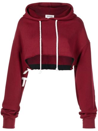 Monse logo-detail cotton cropped hoodie - women - Cotton - S - Red