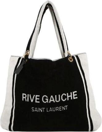 Saint Laurent Pre-owned Tote Bags, female, Black, Size: ONE SIZE Pre-owned Cotton Tote Bag