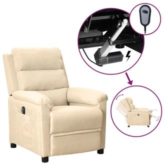 vidaXL Sill&oacute;n Reclinable El&eacute;ctrico De Tela Crema Vidaxl