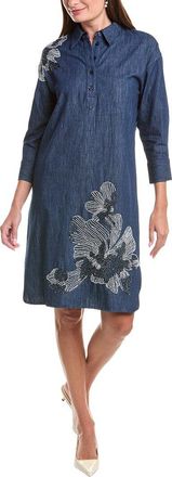 Teri Jon by Rickie Freeman Teri Jon By Rickie Freeman Denim Beaded Trim Tunic Dress