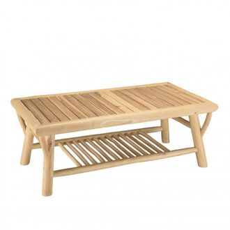 Macabane Mesa de centro rectangular con 2 tableros de ramas de madera de teca