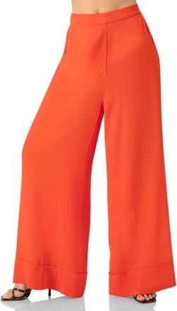 Ivonne Light Weight Wide-Leg Straight Pants in Orange at Nordstrom, Size 10