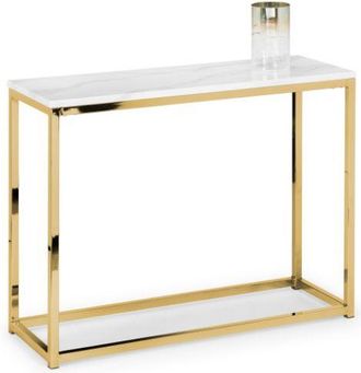 Julian Bowen Scala Console Table 1m White Marble & Gold - Julian Bowen | TJ Hughes