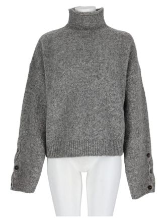 Alysi Grey Cropped High-Neck Alpaca-Blend Sweater