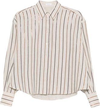 Brunello Cucinelli Beige Regular Stripes Shirt